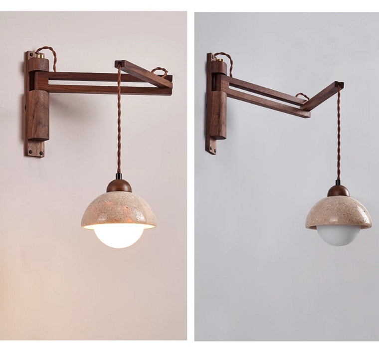 Travertine Swing Arm Wall Sconce - Simprolos