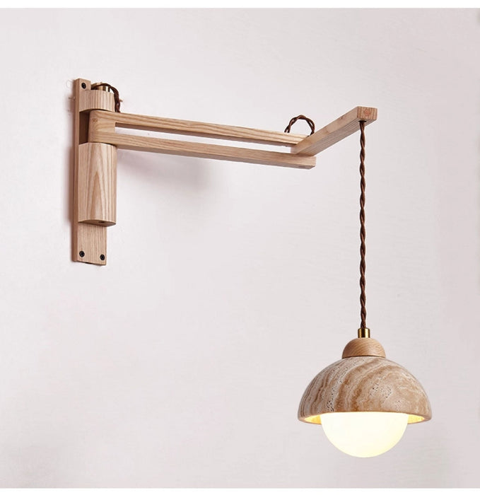 Travertine Swing Arm Wall Sconce - Simprolos