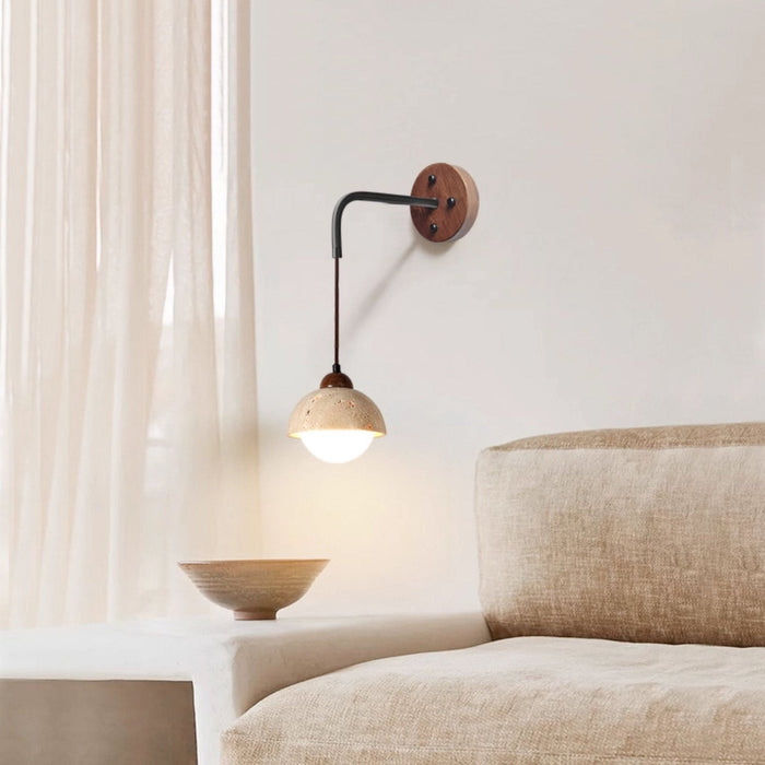Travertine Swing Arm Wall Sconce - Simprolos
