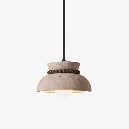 Travertine Wooden Bead Pendant Lamp - Simprolos