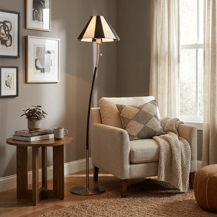 Verona Curved Striped Floor Lamp - Simprolos