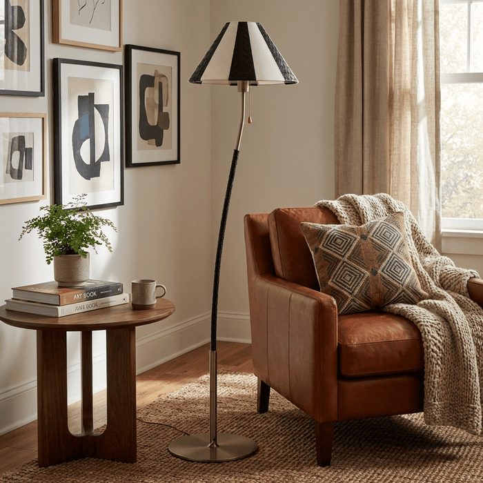 Verona Curved Striped Floor Lamp - Simprolos