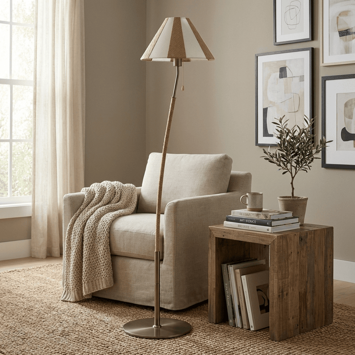 Verona Curved Striped Floor Lamp - Simprolos