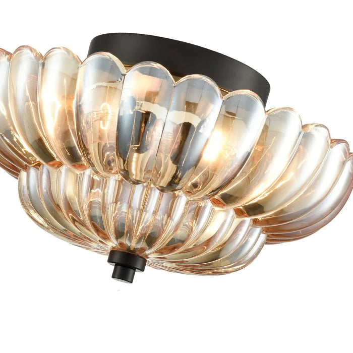Vintage Amber Glass Semi - Flush Ceiling Light - Simprolos