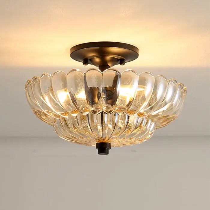 Vintage Amber Glass Semi - Flush Ceiling Light - Simprolos