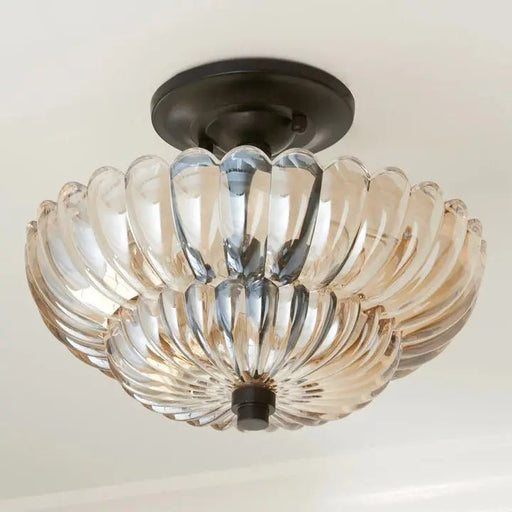 Vintage Amber Glass Semi - Flush Ceiling Light - Simprolos