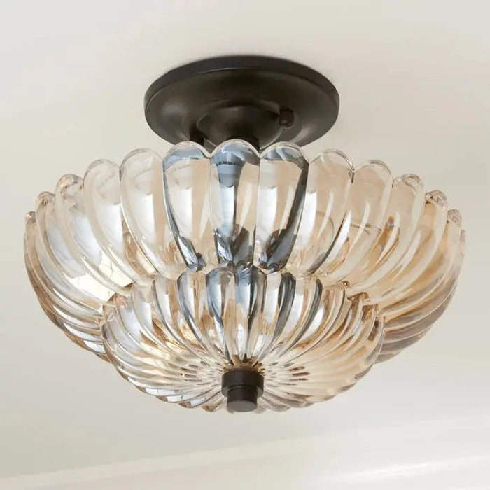 Vintage Amber Glass Semi - Flush Ceiling Light - Simprolos