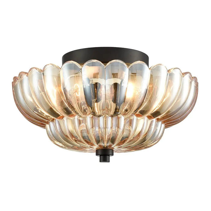 Vintage Amber Glass Semi - Flush Ceiling Light - Simprolos