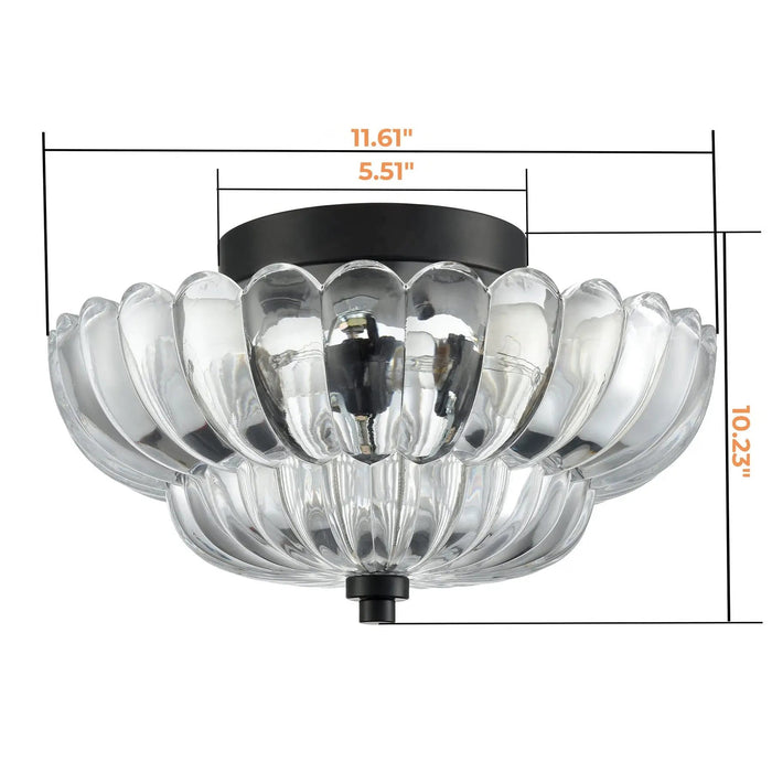 Vintage Amber Glass Semi - Flush Ceiling Light - Simprolos