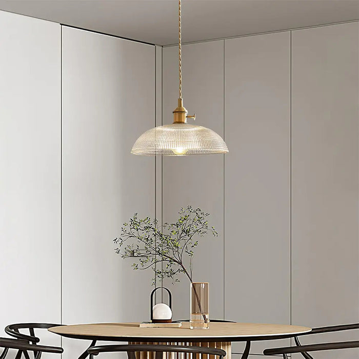 Vintage INS Glass Ribbed Pendant Light - Simprolos