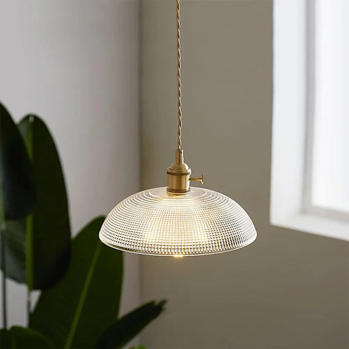Vintage INS Glass Ribbed Pendant Light - Simprolos