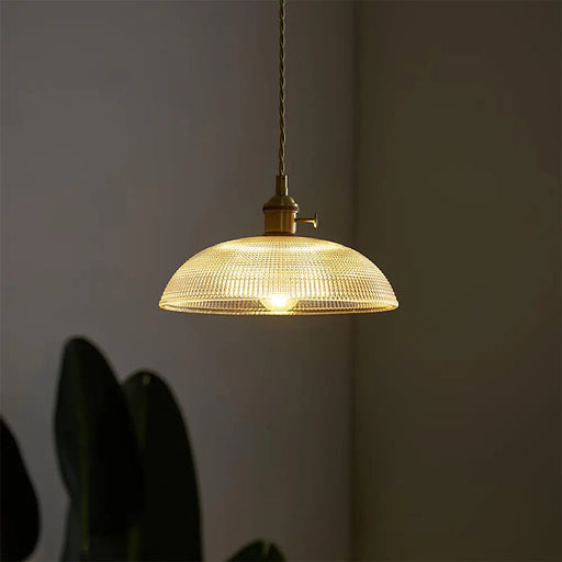 Vintage INS Glass Ribbed Pendant Light - Simprolos