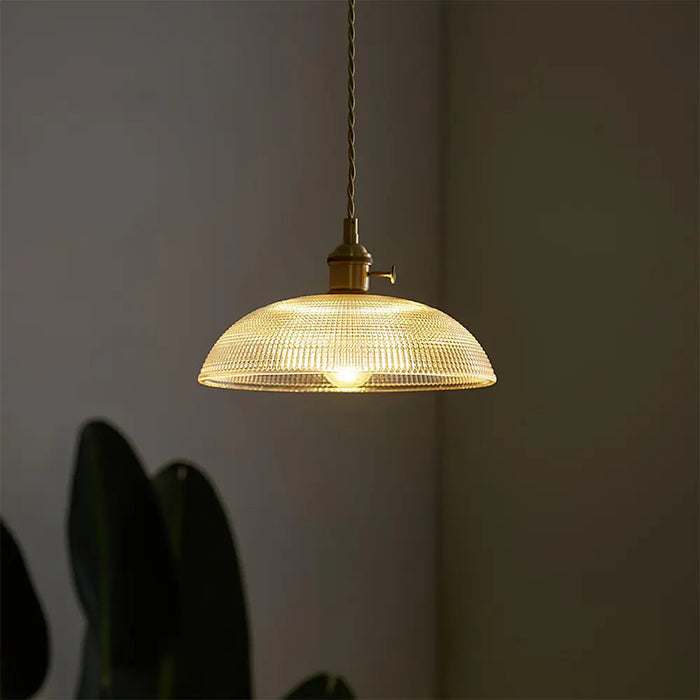 Vintage INS Glass Ribbed Pendant Light - Simprolos