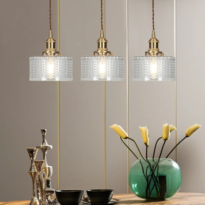 Vintage Stunning Cylinder Glass Pendant Light - Simprolos