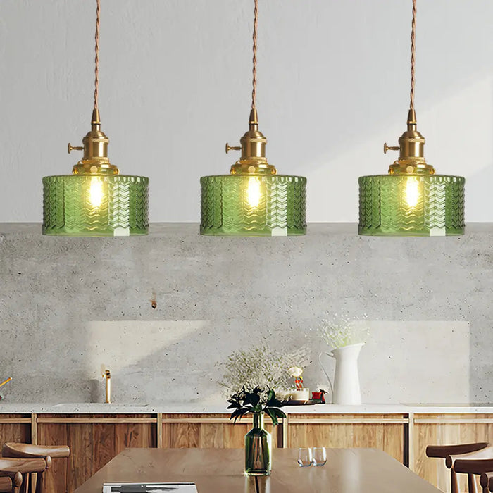 Vintage Stunning Cylinder Glass Pendant Light - Simprolos