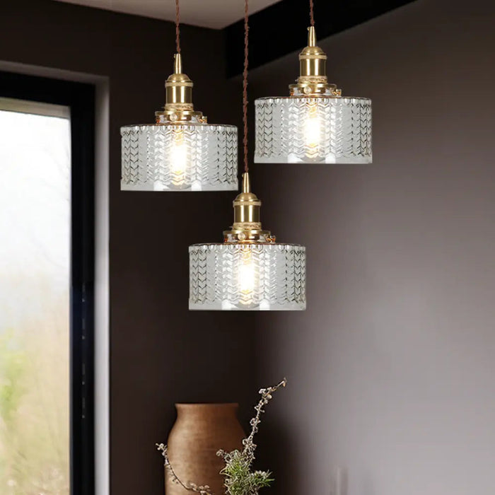 Vintage Stunning Cylinder Glass Pendant Light - Simprolos