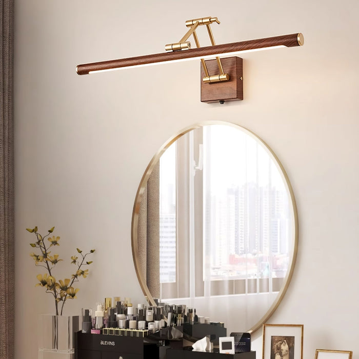 Walnut Color Linear Adjustable Wall Light - Simprolos