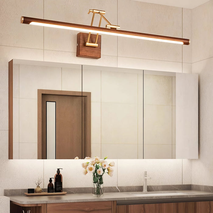 Walnut Color Linear Adjustable Wall Light - Simprolos