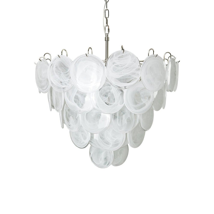White Glass Disc Chandelier - Simprolos