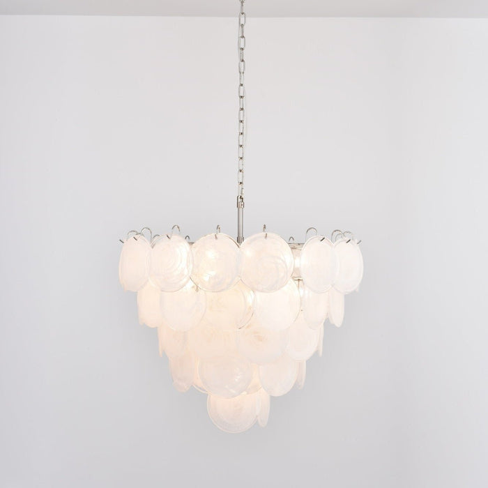 White Glass Disc Chandelier - Simprolos
