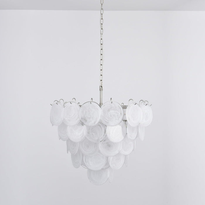 White Glass Disc Chandelier - Simprolos