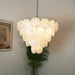 White Glass Disc Chandelier - Simprolos