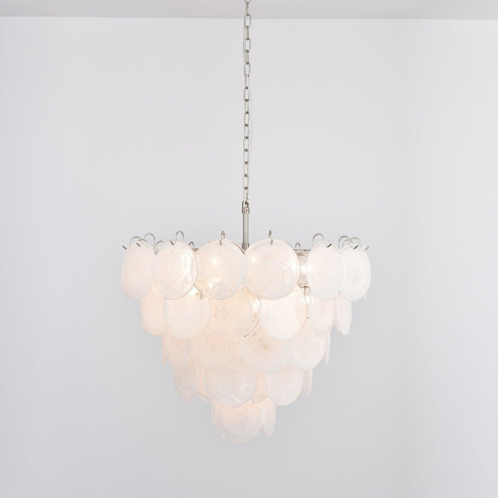 White Glass Disc Chandelier - Simprolos