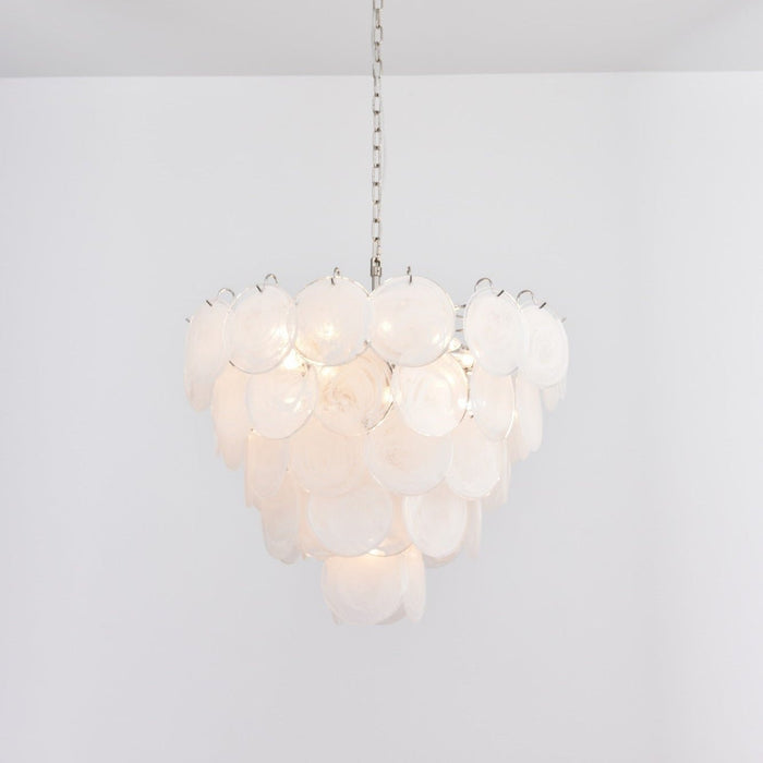 White Glass Disc Chandelier - Simprolos