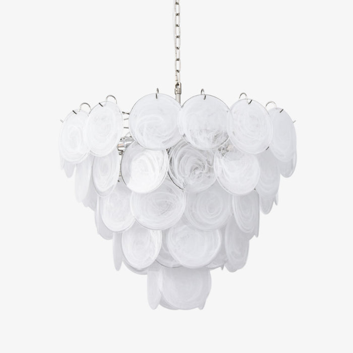 White Glass Disc Chandelier - Simprolos
