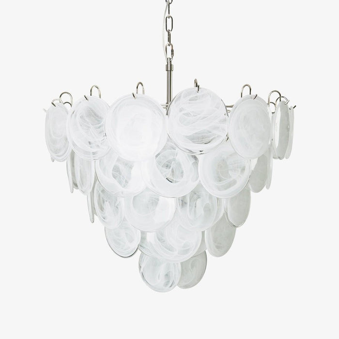 White Glass Disc Chandelier - Simprolos