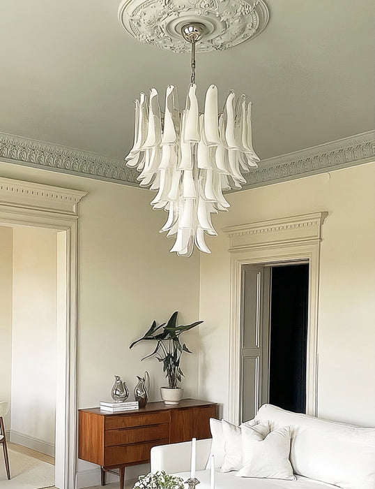 White Glass Petals Chandelier - Simprolos