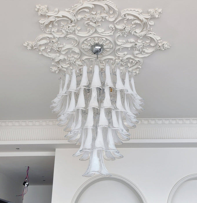 White Glass Petals Chandelier - Simprolos