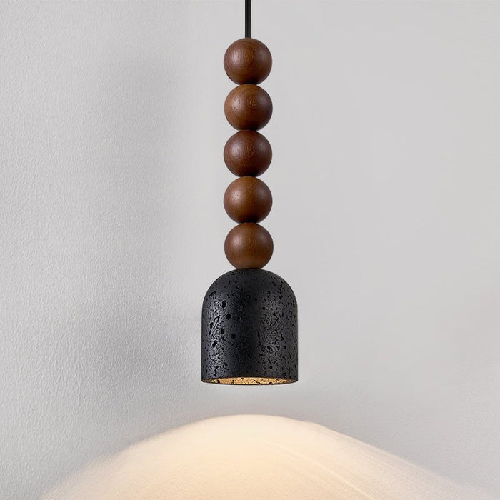 Wood Bead Travertine Pendant Light - Simprolos