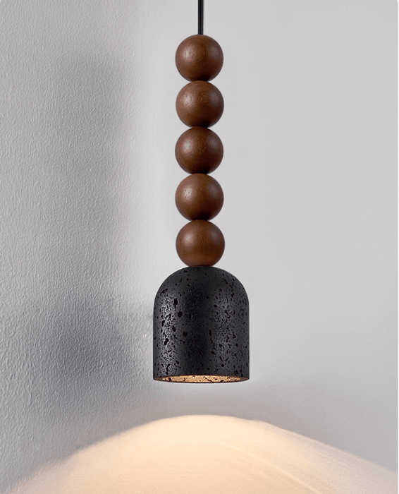 Wood Bead Travertine Pendant Light - Simprolos
