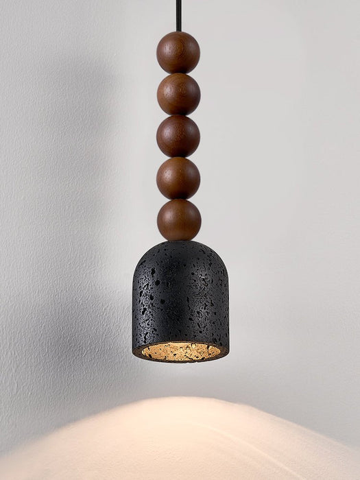Wood Bead Travertine Pendant Light - Simprolos