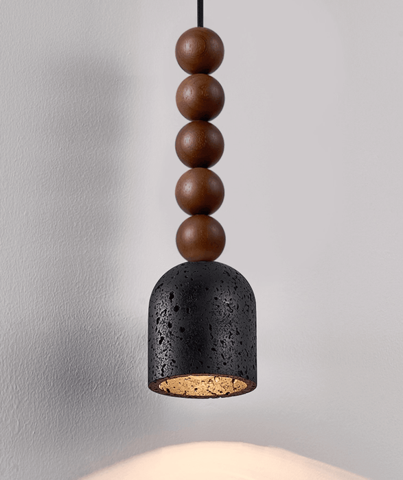 Wood Bead Travertine Pendant Light - Simprolos