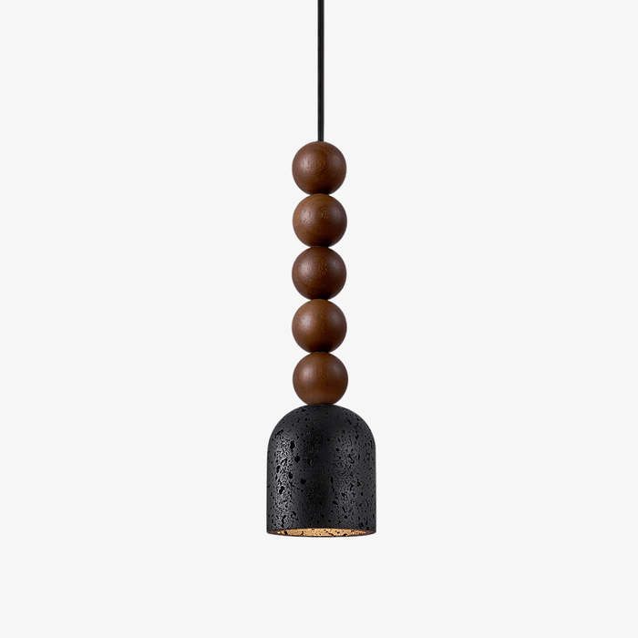 Wood Bead Travertine Pendant Light - Simprolos