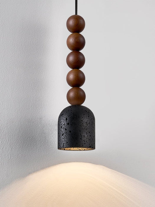 Wood Bead Travertine Pendant Light - Simprolos