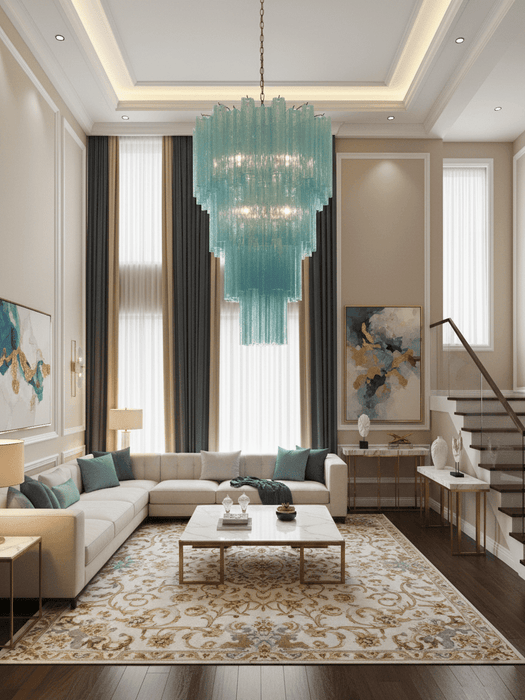 Yellow Glass Tube Chandelier - Simprolos