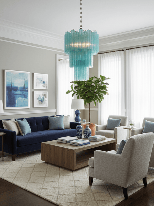 Yellow Glass Tube Chandelier - Simprolos