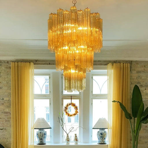 Yellow Glass Tube Chandelier - Simprolos