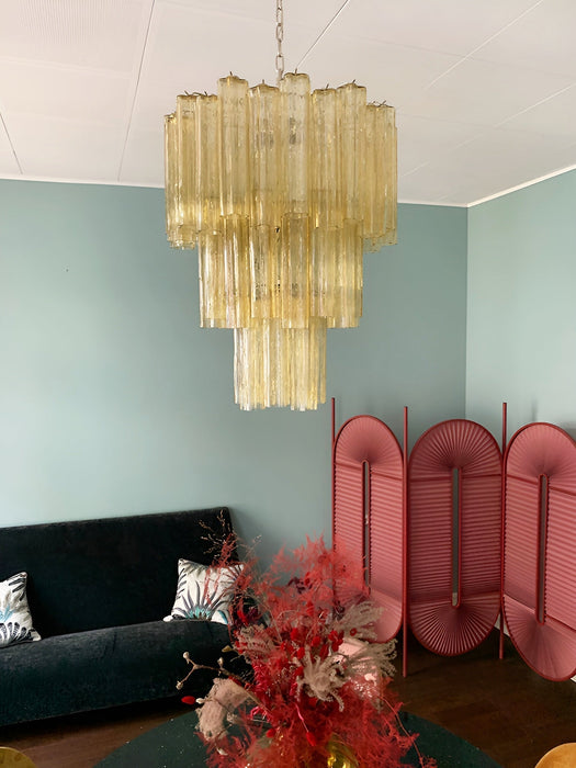 Yellow Glass Tube Chandelier - Simprolos