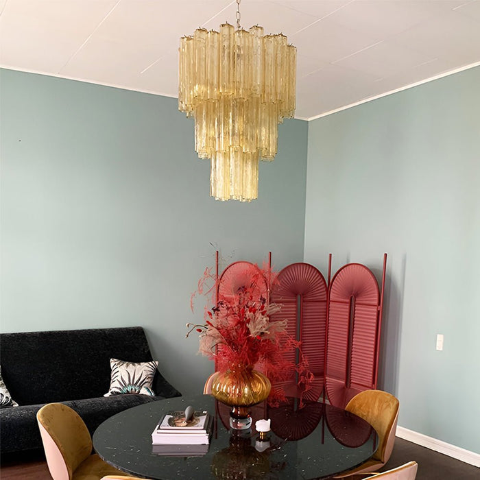 Yellow Glass Tube Chandelier - Simprolos