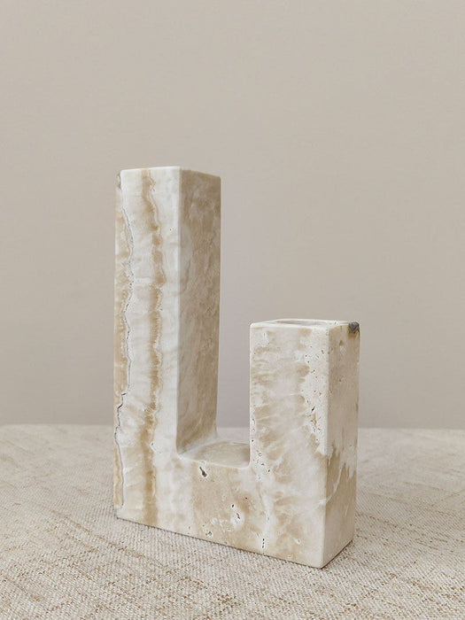 Yellow Travertine Candle Holder - Simprolos