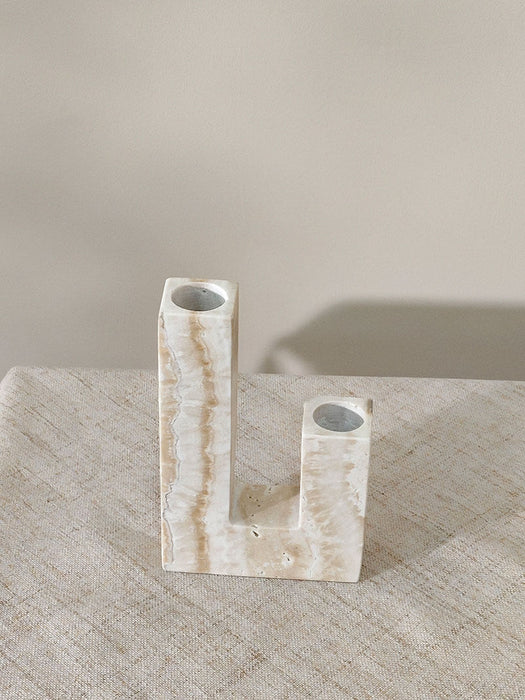 Yellow Travertine Candle Holder - Simprolos