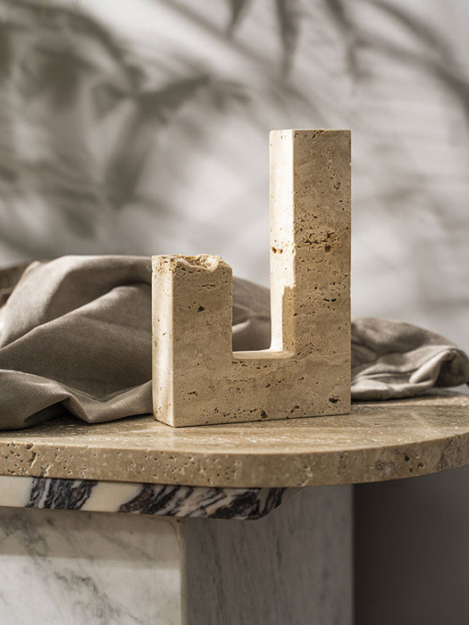 Yellow Travertine Candle Holder - Simprolos