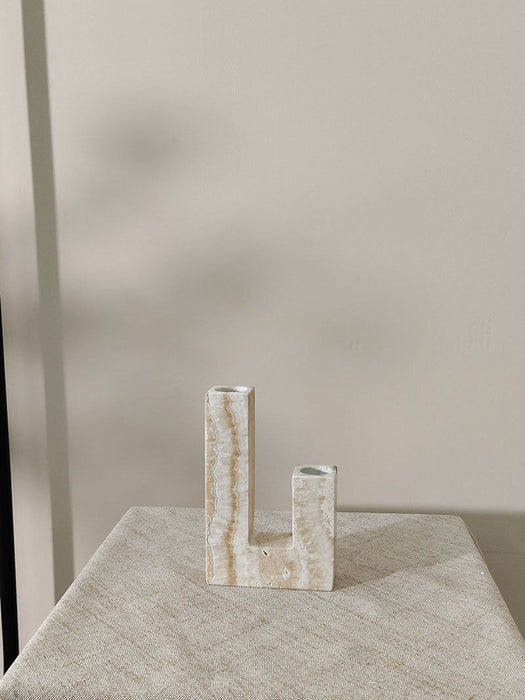 Yellow Travertine Candle Holder - Simprolos