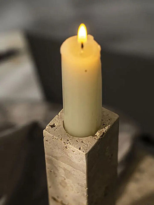 Yellow Travertine Candle Holder - Simprolos