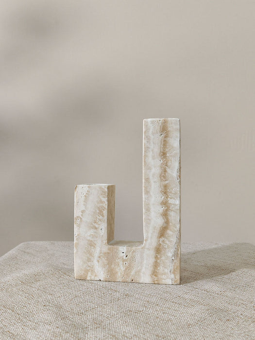 Yellow Travertine Candle Holder - Simprolos