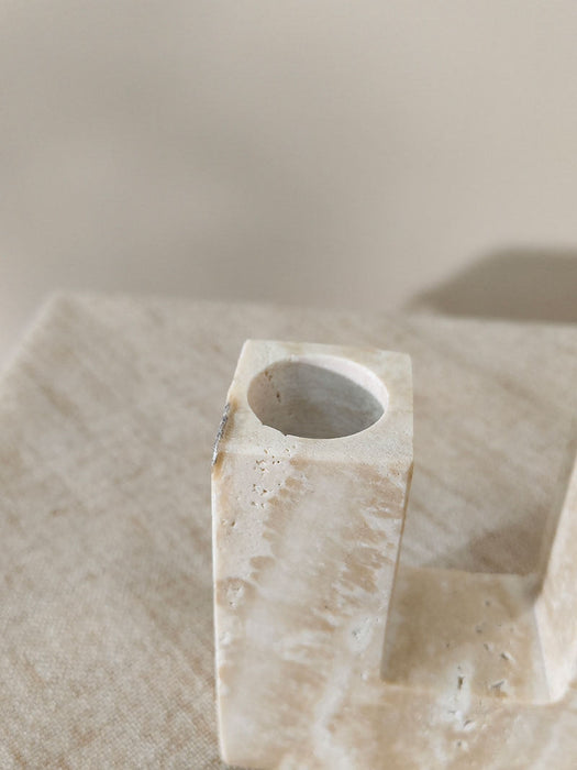 Yellow Travertine Candle Holder - Simprolos